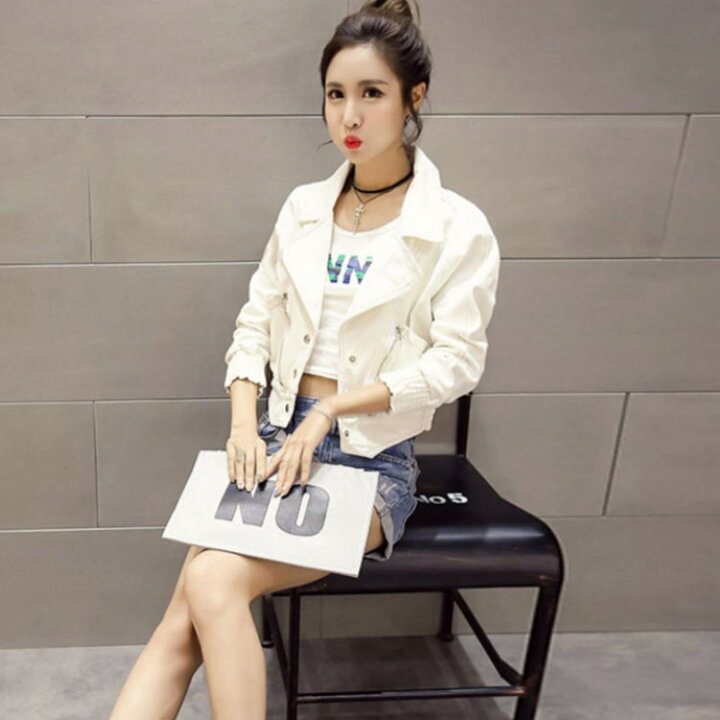 楽天市場 ホワイトデニムジャケット レディース ジャケット デニムジャケット Gジャン ショート丈 ショートジャケット 春 秋 ブルゾン アウター 白 おしゃれ 送料無料 エコライフショップ