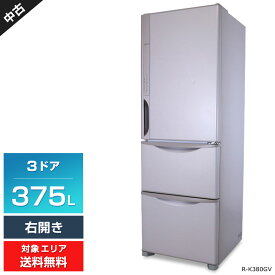 【中古】 日立 冷蔵庫 3ドア 375L R-K380GV 真空チルド (右開き/ライトブラウン) まんなか野菜室 インバーター制御 (2016年製)○784h06