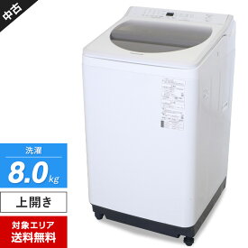 【中古】 パナソニック 洗濯機 縦型全自動 NA-FA80H7 (8.0kg/ホワイト) 泡洗浄＆パワフル立体水流 エコナビ搭載 (2019年製)○823h26