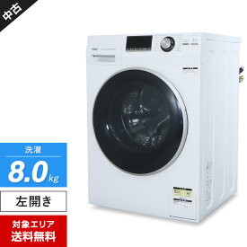 【中古】脚部欠品 AQUA ドラム式洗濯機 Hot Water Washing AQW-FV800E (8.0kg/左開き) 3ステップ洗浄 温水機能 DDインバーター搭載 (2021年製)○314h11
