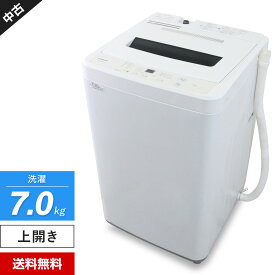 【中古】 maxzen 洗濯機 縦型全自動 JW70WP01 (7.0kg/ホワイト) 高濃度クリーン洗浄 ステンレス槽 風乾燥機能 デジタル表示 (2019年製)★384h07