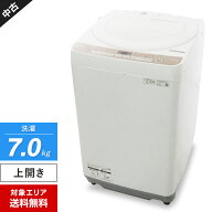 【中古】 SHARP 洗濯機 縦型全自動 ES-T713 (7.0kg/ブラウン系) ステンレス穴なし槽 高濃度洗浄 風乾燥機…