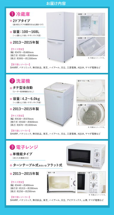 ◇ テレビ 冷蔵庫 洗濯機 電子レンジ ◇ 必須家電4点セット 