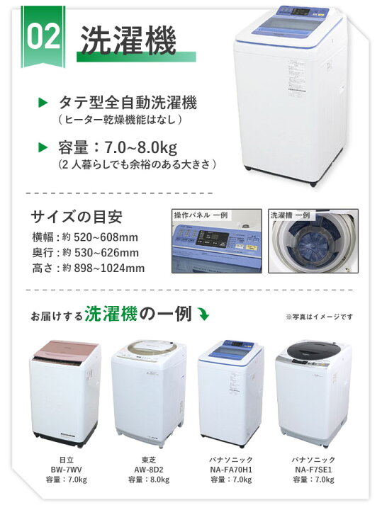 楽天市場】【中古】 家電セット 二人暮らし向け 大きめ 2点セット 