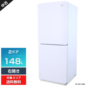 【中古】 ハイアール 冷蔵庫 2ドア 148L JR-NF148B (右開き/ホワイト) 耐熱トップテーブル 区っ切り棚冷凍室 強化ガラストレイ (2018～2021年製)○792h24