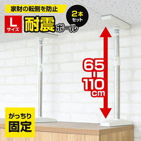 ＼エントリーでP10倍 SS期間中／ 突っ張り棒 突っ張りポール 伸縮棒 2本セット 地震対策 家具転倒防止器具 (Lサイズ/65-110cm) 防災グッズ スプリング付き 強力ジャッキ式 簡単 耐圧200kg HOM-7189◇200x65
