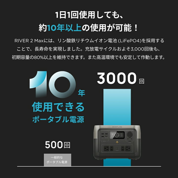 楽天市場】ポータブル電源 リン酸鉄 長寿命 1hフル充電 大容量 RIVER 2 