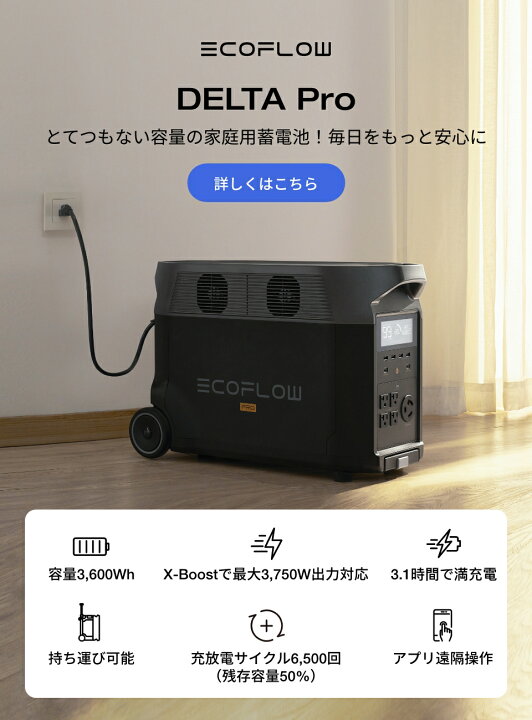 楽天市場】【売り切れ】EcoFlow ポータブル電源セット DELTA Pro 