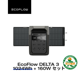 【★50%ポイントバック★】EcoFlow ポータブル電源 ソーラーパネル セット DELTA 3 1024Wh+160W 片面ソーラーパネルGen2 大容量 5年保証 長寿命 家庭用 蓄電池 発電機 太陽光発電 急速充電 キャンプ 停電 防災グッズ 台風 節電 エコフロー