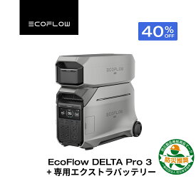 【クーポン利用で561,000円 7/11 23:59迄】EcoFlow ポータブル電源 DELTA Pro 3 4096Wh + 専用エクストラバッテリー セット 大容量 リン酸鉄 5年保証 家庭用 蓄電池 発電機 防災対策 停電対策 非常用電源 拡張バッテリー 停電 卒FIT 節電対策