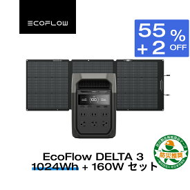 【タイムセール★クーポン併用で78,518円 8/14~】EcoFlow ポータブル電源 ソーラーパネル セット DELTA 3 1024Wh+160W 片面ソーラーパネルGen2 大容量 5年保証 長寿命 家庭用 蓄電池 太陽光発電 急速充電 キャンプ 停電 防災グッズ 台風 節電 エコフロー