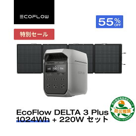【ラスト72時間★クーポンで98,505円11/9~】EcoFlow ポータブル電源 ソーラーパネル セット DELTA 3 Plus 1024Wh+220W 片面ソーラーパネルGen2 大容量 長寿命 家庭用 蓄電池 太陽光発電 急速充電 キャンプ 停電 防災グッズ 節電 エコフロー
