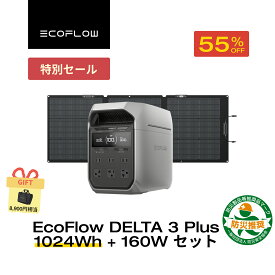 【エントリーでポイント5倍★クーポン利用で86,625円 12/11 23:59迄】EcoFlow ポータブル電源 ソーラーパネル セット DELTA 3 Plus 1024Wh+160W 片面ソーラーパネルGen2 大容量 5年保証 長寿命 家庭用 蓄電池 太陽光発電 急速充電 キャンプ 停電 防災グッズ 節電 エコフロー
