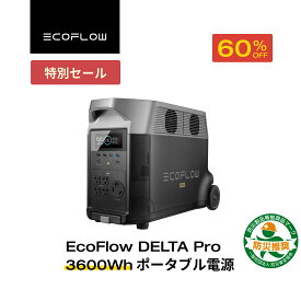 【特別セール★クーポン併用で166,000円 12/5~】EcoFlow ポータブル電源 リン酸鉄 大容量 長寿命 DELTA Pro 3600Wh 家庭用 蓄電池 発電機 ポータブルバッテリー 急速充電 3.1hフル充電 アプリ対応 防災グッズ 停電 AC出力3000W 停電 防災 エコフロー