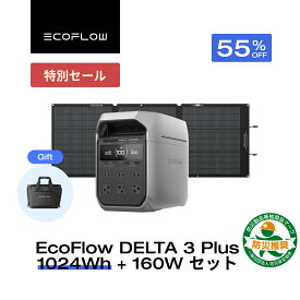 【プレゼント付き★クーポン利用で86,625円 12/14~】EcoFlow ポータブル電源 ソーラーパネル セット DELTA 3 Plus 1024Wh+160W 片面ソーラーパネルGen2 大容量 5年保証 長寿命 家庭用 蓄電池 太陽光発電 急速充電 キャンプ 停電 防災グッズ 節電 エコフロー