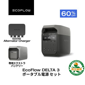 【クーポン利用で157,850円 2/4 20:00〜】EcoFlow ポータブル電源 2048Whセット DELTA 3 1024Wh + 1024Wh専用エクストラバッテリー 500w/800w走行充電器 急速充電 蓄電池 家庭用 車中泊 キャンプ アウトドア 防災グッズ 拡張バッテリー エコフロー 大容量 リン酸鉄