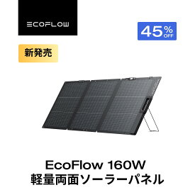 【クーポン利用で24,200円 7/18 00:00~】EcoFlow ソーラーパネル 160W軽量両面ソーラーパネル 充電器 太陽光発電 太陽光パネル ソーラーチャージャー 折り畳み 高変換効率 ポータブル電源 IP68 防水防塵 コンパクト 車中泊 キャンプ 節電 停電 防災対策 台風 エコフロー