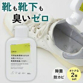 靴消臭剤 お得な2本セット &eco 靴 シューズ 消臭 パウダー 粉末 粉 消臭 除菌 抗菌 防カビ 長時間持続 足元 臭い 匂い 消臭剤 消臭パウダー 簡単 入れるだけ 足の臭い 強力 日本製 くつ 長靴 ブーツ 作業靴 運動靴 上履き グローブ