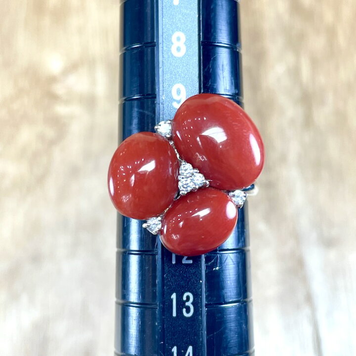 楽天市場】イタリア製！K18WG 18K 18金 赤珊瑚 赤サンゴ ダイヤ 