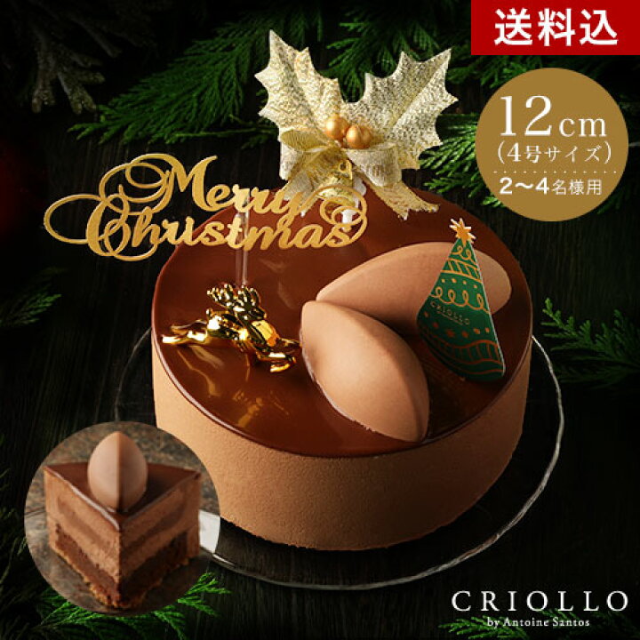 楽天市場 クリスマスケーキ トゥ ショコラ 12cm チョコレートケーキ 冷凍便 あす楽対応 送料込 22ノエル 1月7日までのお届けお取り寄せスイーツ X Mas Christmas ホールケーキ お祝 パーティー ノエル 送料無料 クリオロ