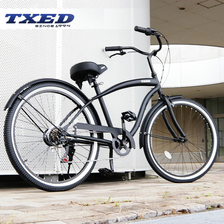 楽天市場】ビーチクルーザー 自転車 26インチ shimano 6段変速 前後 