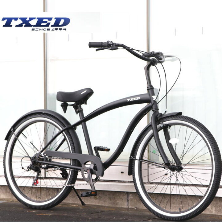 楽天市場】ビーチクルーザー 自転車 26インチ shimano 6段変速 前後 