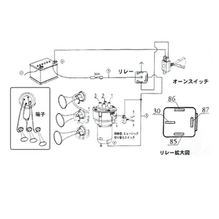 楽天市場】3連エアーホーン セット 12V パラリラ 旧車會 突撃ラッパ 