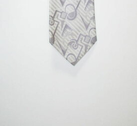 883 絹100％　ネクタイ　短め　細め　シルバーグレー地