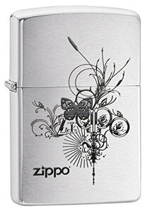 Zippo ジッポー ライター バタフライ 蝶 ブラッシュクローム つや消し 日本未発売 Butterfly-Artsy Design ジッポ オイルライター