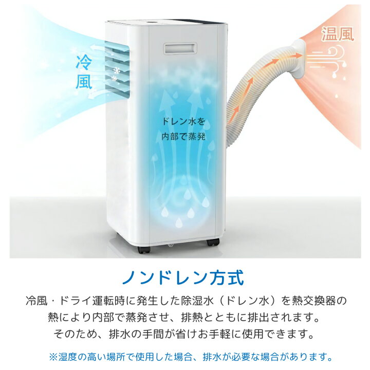 楽天市場】スポットクーラー 家庭用 工事不要 ノンドレン 2.6kW 冷房 