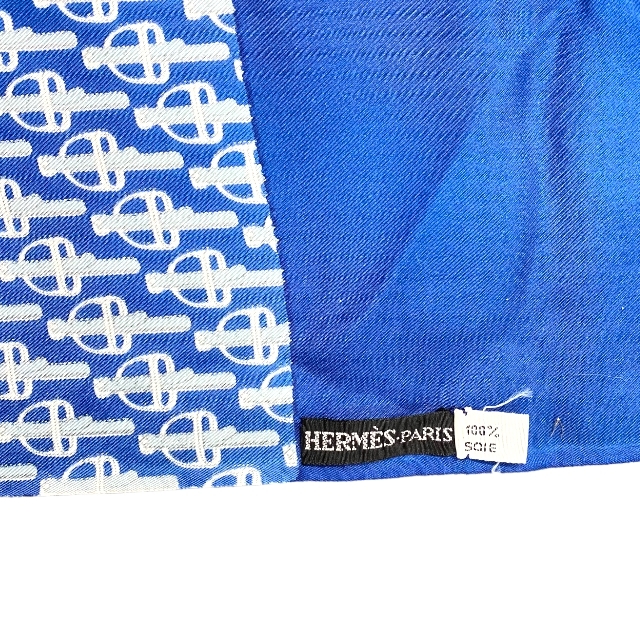 エルメス ストール ショール スカーフ フリンジ シルク 100% ブルー | ブランドショップ　ＳＥＮＳＥ