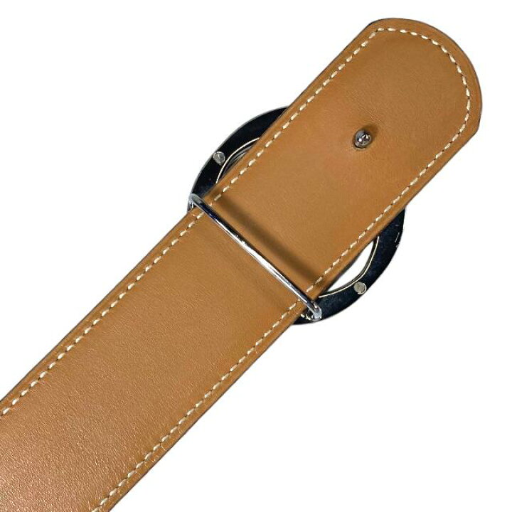 HERMES (エルメス) Hバックル レザーベルト Y刻印 ブラック/ブラウン  