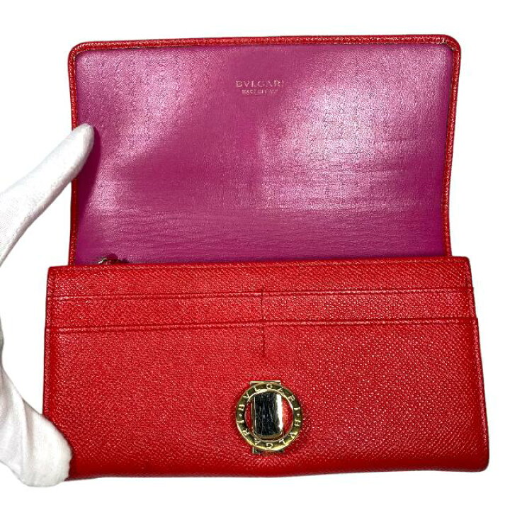 BVLGARI ブルガリ クリップ ラージ ウォレット グレインカーフ レッド 