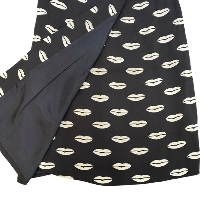 楽天市場】プラダ ワンピース 半袖 ひざ丈 リップ柄 ブラック ホワイト  