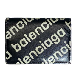 バレンシアガ 594312 CASH MINI WALLET 三つ折り財布 折り財布 コンパクトウォレット レザー ブラック 黒 ホワイト
