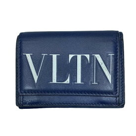 ヴァレンティノ ガラヴァーニ 三つ折り 財布 コンパクトウォレット VLTN ロゴ レザー ネイビー