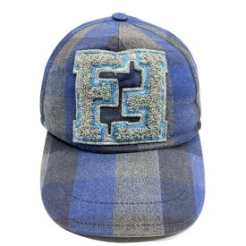 フェンディ キャップ 帽子 ベースボールキャップ アクセサリー 小物 FF柄 ロゴ コットン ブルー グレー 2