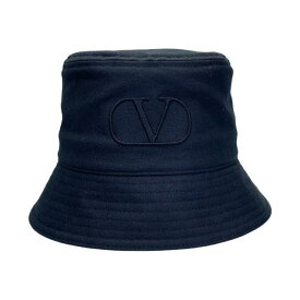 VALENTINO ヴァレンティノ Vロゴ バケットハット 帽子 バケハ コットン ブラック 黒 [サイズ 59]