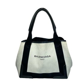 BALENCIAGA バレンシアガ 339936 ネイビーカバス ハンドバッグ トートバッグ 手持ち鞄 肩掛け ロゴ キャンバス アイボリー ブラック