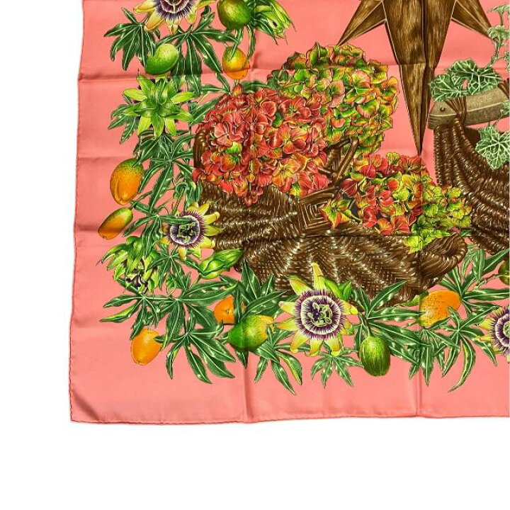 HERMES カレ90 パッションフラワー シルク スカーフ 大判 植物花  
