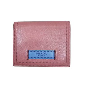 PRADA プラダ 1MV204 二つ折り 財布 コンパクトウォレット レザー ミニ財布 ロゴ ピンク ブルー