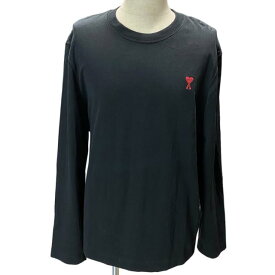 AMI PARIS アミパリス アミ トップス 長袖 Tシャツ ロンT クルーネック ロゴ コットン ブラック【表記サイズ：XL】