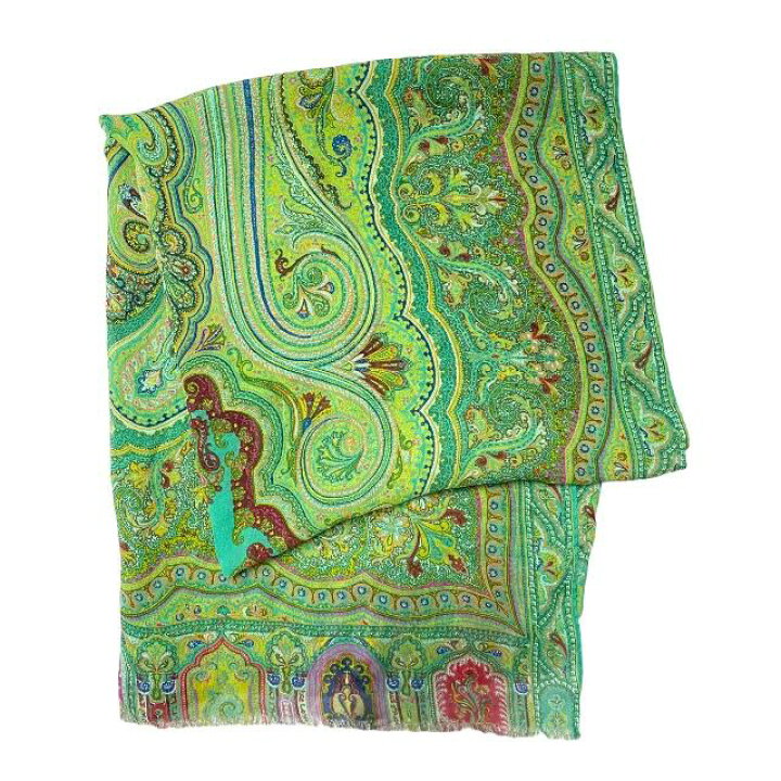 ☆ETRO☆ ロングスカーフ ペイズリー柄 シフォン シルク オレンジ 古っ  