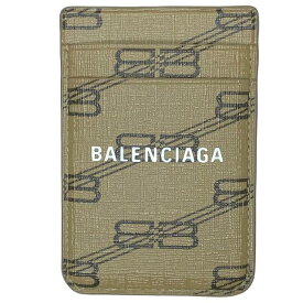 【美品】BALENCIAGA バレンシアガ BBモノグラム カードホルダー カードケース パスケース 磁気 小物 ロゴ 総柄 レザー ベージュ