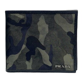 PRADA プラダ 2MO738 財布 コンパクトウォレット 二つ折り財布 折り財布 ロゴ 迷彩柄 総柄 レザー ナイロン マルチカラー
