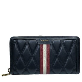 BALLY バリー ダレン DALEN 財布 長財布 ロングウォレット ラウンドファスナー ロゴ キルティング加工 レザー ブラック 黒