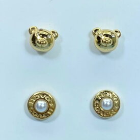 COACH コーチ 2点セット ピアス アクセサリー ジュエリー 小物 ロゴ クマ モチーフ ラインストーン GP パール ゴールド