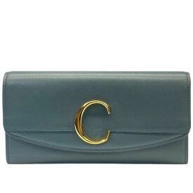 Chloe クロエ クロエシー ロングウォレット 長財布 財布 二つ折り財布 折り財布 ロゴ レザー グリーン系