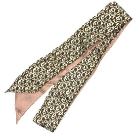 FENDI フェンディ ラッピー スカーフ ツイリースカーフ リボンスカーフ アクセサリー 小物 総柄 ロゴ シルク ピンク ブラウン