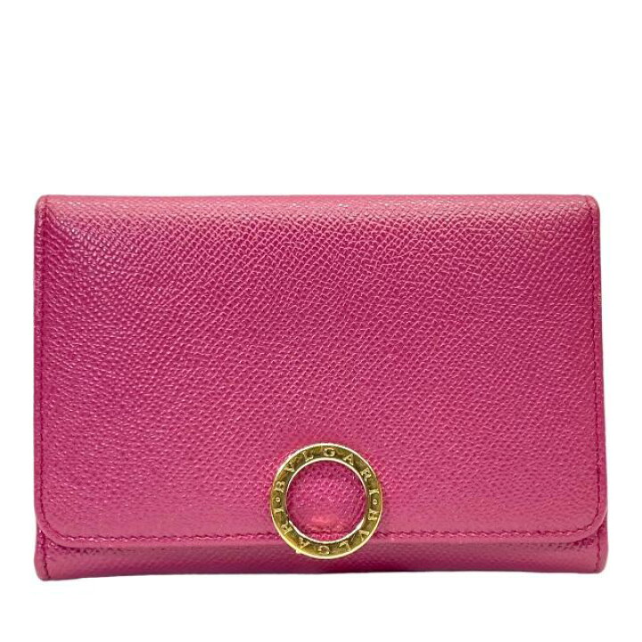 美品】BVLGARI ブルガリ 長財布 ゴールドジッパー ピンク ロゴチャーム 